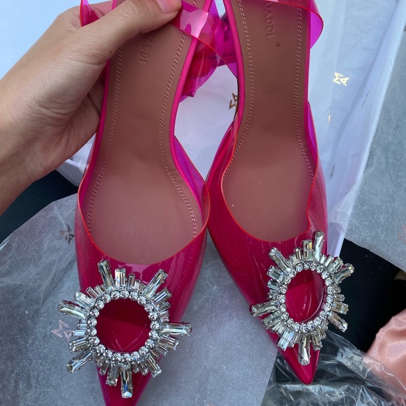 amina muaddi Shoes - Amina muaddi clear pink Pb begum pump 38.5